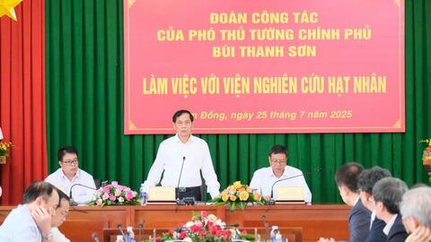 Phó Thủ tướng Bùi Thanh Sơn làm việc với Viện Nghiên cứu hạt nhân tại Lâm Đồng