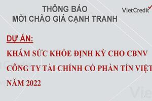 VietCredit thông báo mời chào giá cạnh tranh