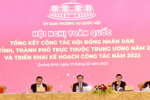 Chủ tịch Quốc hội và Thường trực Ban Bí thư dự Hội nghị toàn quốc tổng kết công tác HĐND