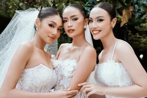Hoa hậu Ngọc Châu, Á hậu Thảo Nhi, Thuỷ Tiên lộng lẫy với váy cưới