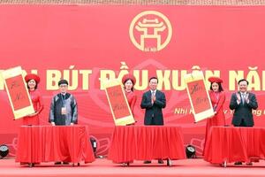 Chủ tịch nước Võ Văn Thưởng khai bút đầu Xuân tại Hà Nội