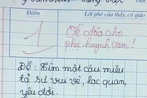 Đề văn yêu cầu miêu tả sự lạc quan, cậu bé "ngoáy" vài chữ, cô giáo đọc xong chỉ biết câm nín