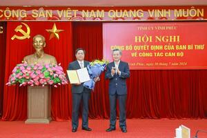 Ban Bí thư điều động, chỉ định đồng chí Trần Duy Đông giữ chức Phó Bí thư Tỉnh ủy Vĩnh Phúc