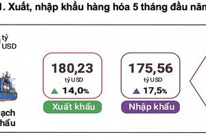 5 tháng đầu năm, tổng kim ngạch xuất nhập khẩu đạt gần 356 tỷ USD