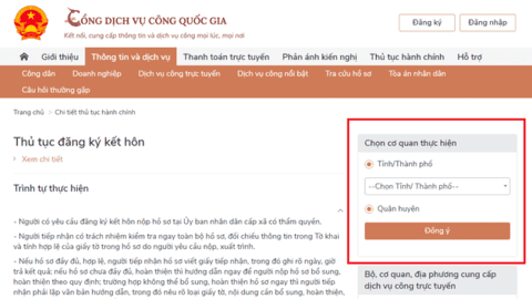 Hướng dẫn đăng ký kết hôn online