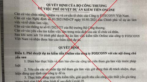 Cảnh báo giả mạo về việc phê duyệt dự án tham gia “kiếm tiền online”