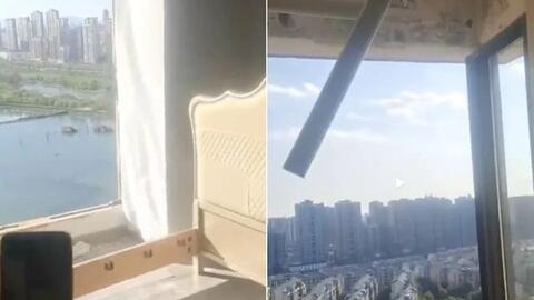 Trung Quốc: Gió bão thổi bay cửa sổ chung cư, 3 người rơi xuống đất tử vong