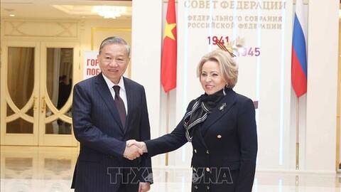 Tổng Bí thư Tô Lâm hội kiến Chủ tịch Hội đồng Liên bang Nga Valentina Matviyenko