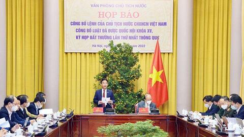 Lệnh của Chủ tịch nước về công bố luật đã được quốc hội khóa xv thông qua tại kỳ họp bất thường lần thứ nhất