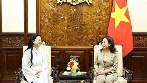 Phó chủ tịch nước Võ Thị Ánh Xuân tiếp nữ phi hành gia Amanda Nguyễn
