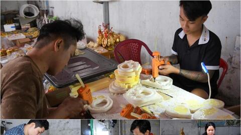 Dừa dát vàng 24K tất bật vào vụ tết Bính Ngọ 2026