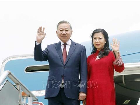 Tổng Bí thư, Chủ tịch nước Tô Lâm và Phu nhân đến thủ đô Manila thăm cấp Nhà nước Cộng hòa Philippines