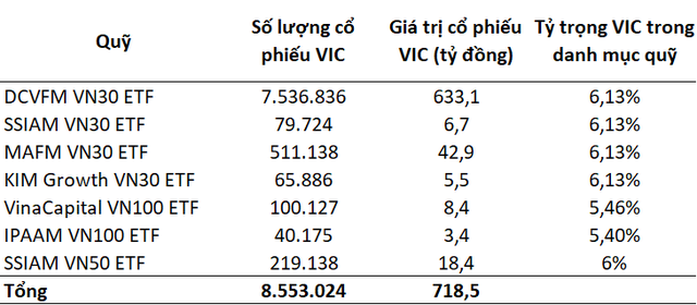 Các quỹ ETF đang nắm giữ bao nhiêu cổ phiếu VIC? - Ảnh 1.