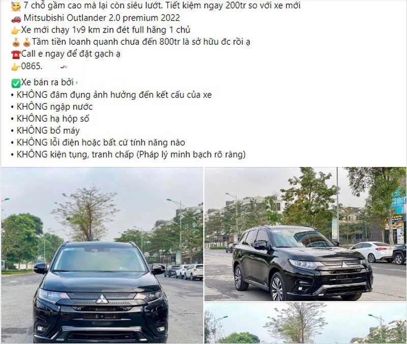 Mitsubishi Outlander cũ được rao bán.