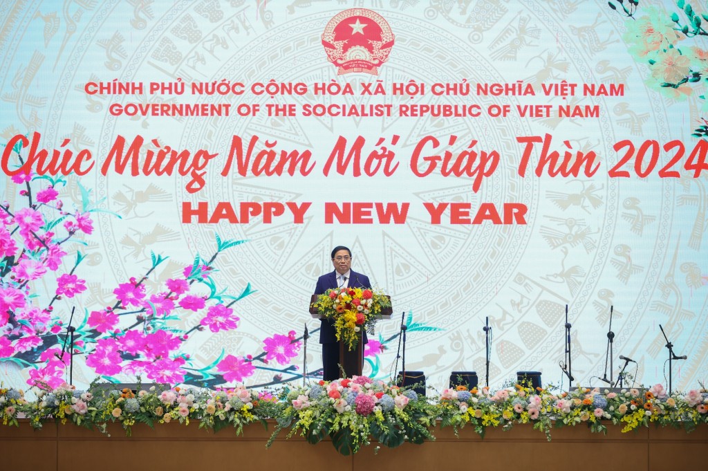 Thủ tướng Chính phủ Phạm Minh Chính phát biểu tại cuộc gặp mặt - Ảnh: VGP/Nhật Bắc