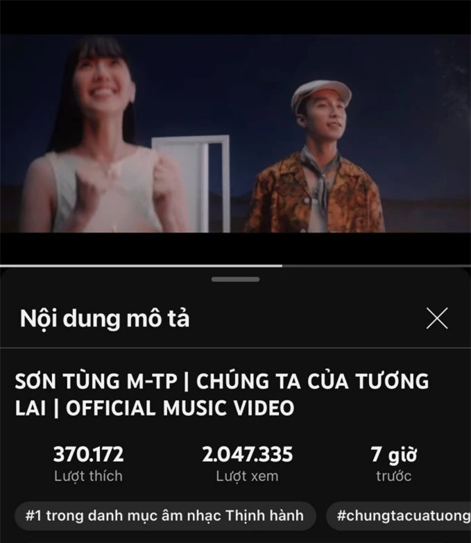 Sơn Tùng dễ dàng có cho mình top 1 trending