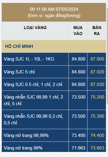 Giá vàng SJC chính thức vượt mốc 87 triệu đồng/lượng, giá vàng nhẫn cũng tăng vọt - Ảnh 1.