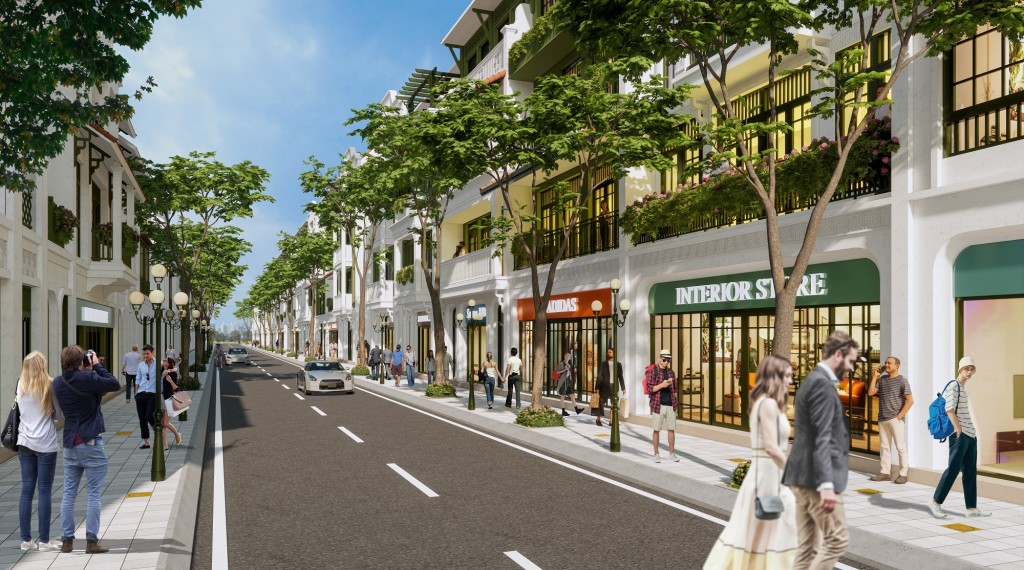 Những dãy nhà phố tại Sun Urban City có kiến trúc độc bản, không lặp lại theo trục dọc.