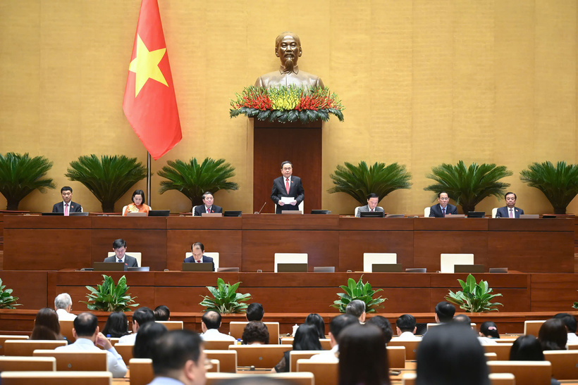 Sáng 16/6/2025, Quốc hội biểu quyết thông qua Nghị quyết của Quốc hội sửa đổi, bổ sung một số điều của Hiến pháp năm 2013. Ảnh: VPQH