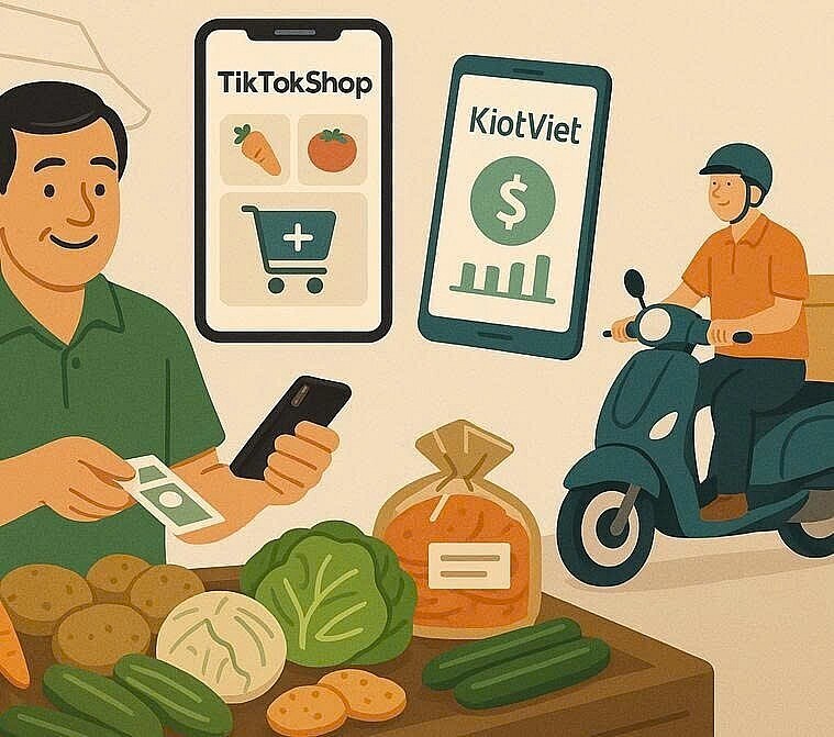 Cục Thương mại điện tử và Kinh tế số (Bộ Công Thương) chính thức công bố và phát hành trực tuyến “Sổ tay hướng dẫn chuyển đổi số tiểu thương chợ truyền thống. Ảnh minh hoạ