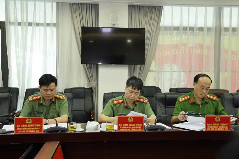 Lãnh đạo Công an hai tỉnh Tuyên Quang và Hà Giang có mặt tại hội nghị. Ảnh: Công an tỉnh Hà Giang.