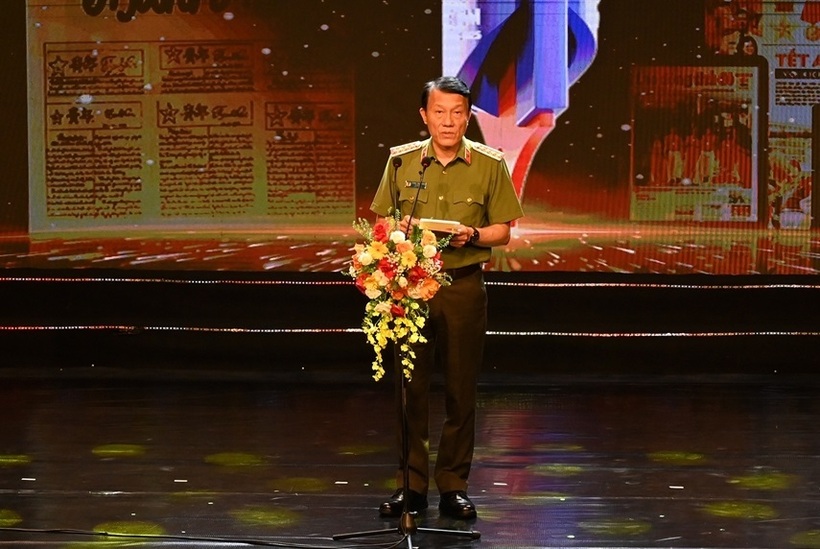 Bộ trưởng Bộ Công an Lương Tam Quang phát biểu tại buổi lễ. Ảnh: Lê Hiếu