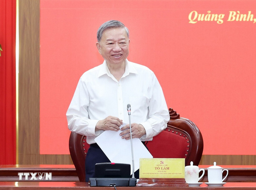 Tổng Bí thư Tô Lâm phát biểu tại buổi làm việc. Ảnh: TTXVN