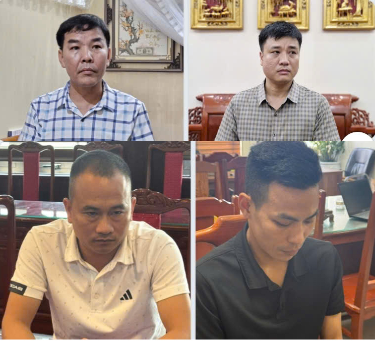 4 đối tượng bị triệu tập, khám xét khẩn cấp nơi ở vì liên quan đến đánh bạc, tổ chức đánh bạc. Ảnh: Công an Thanh Hóa