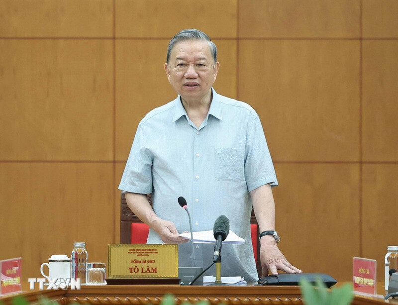 Tổng Bí thư Tô Lâm phát biểu tại buổi làm việc. Ảnh: TTXVN.