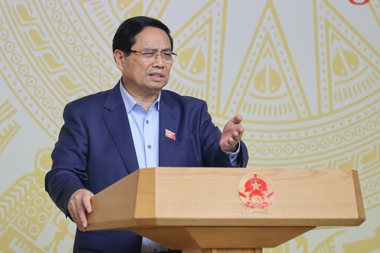 Thủ tướng Phạm Minh Chính nêu rõ quyết tâm và mục tiêu không thay đổi trong tuyên chiến với khai thác IUU, gỡ thẻ vàng của EC - Ảnh: VGP/Nhật Bắc