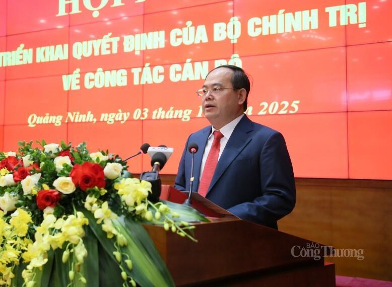 Đồng chí Quản Minh Cường tân Bí thư Tỉnh ủy Quảng Ninh phát biểu tại hội nghị.