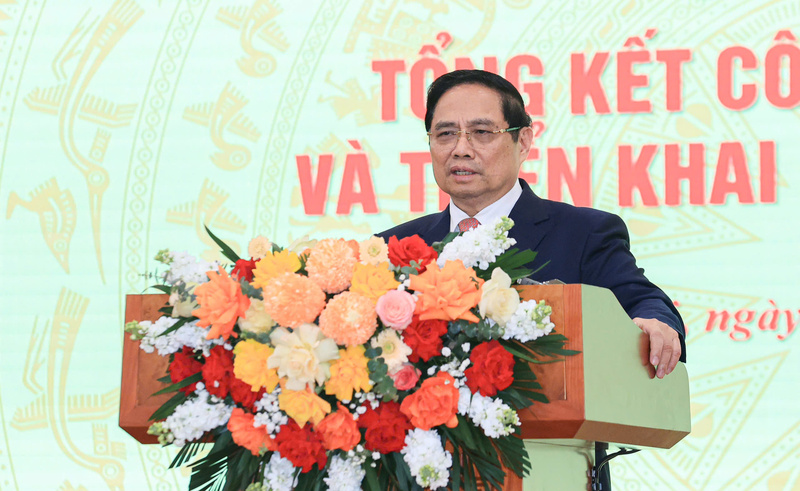 Thủ tướng Chính phủ Phạm Minh Chính phát biểu chỉ đạo tại hội nghị. Ảnh: Tạ Hải.