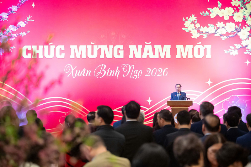 Chủ tịch Quốc hội Trần Thanh Mẫn phát biểu tại buổi gặp mặt đầu Xuân Bính Ngọ. Ảnh: VPQH