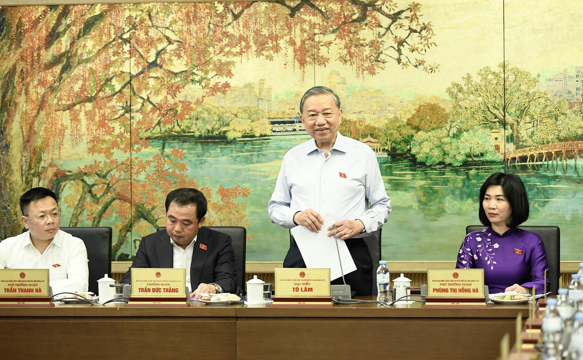 Tổng Bí thư, Chủ tịch nước Tô Lâm phát biểu thảo luận ở tổ tại Kỳ họp thứ Nhất, Quốc hội khóa XVI, ngày 8/4. Ảnh: Nguyễn Khánh