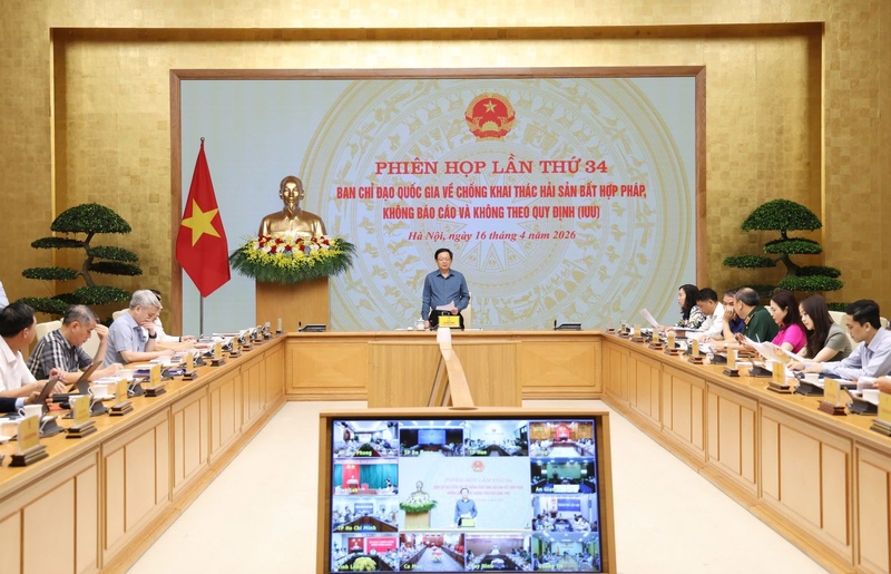 Phó Thủ tướng Hồ Quốc Dũng chủ trì phiên họp lần thứ 34 của Ban Chỉ đạo Quốc gia về chống khai thác IUU. Ảnh: VGP/Gia Huy