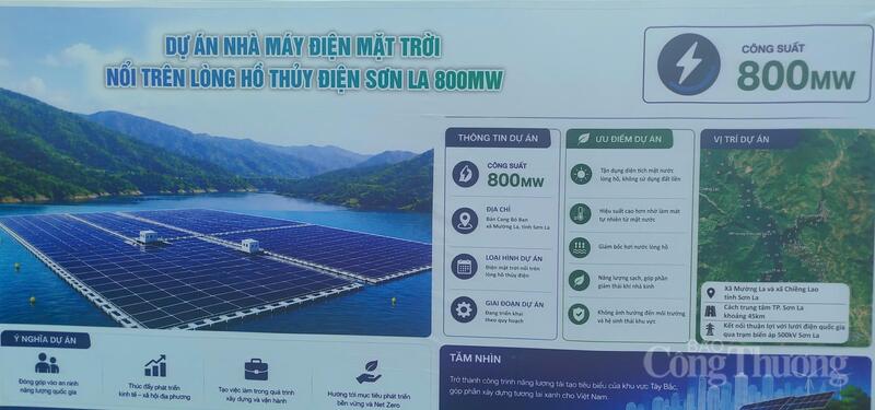 Phối cảnh lắp đặt pin mặt trời trên lòng hồ thủy điện Sơn La. Ảnh: BP Sơn La