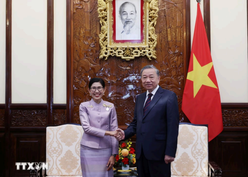 Tổng Bí thư, Chủ tịch nước Tô Lâm tiếp Đại sứ Vương quốc Thái Lan Urawadee Sriphiromya tới trình Quốc thư, nhận nhiệm vụ tại Việt Nam. Ảnh: Lâm Khánh/TTXVN