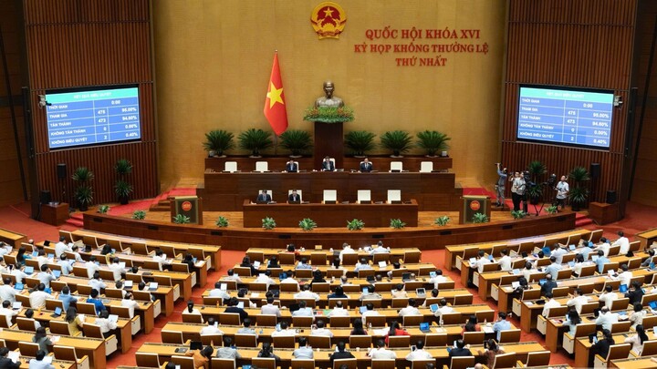 473/475 đại biểu Quốc hội tham gia biểu quyết tán thành thông qua Luật Dầu khí (sửa đổi) tại Kỳ họp không thường lệ thứ Nhất, Quốc hội khóa XVI.